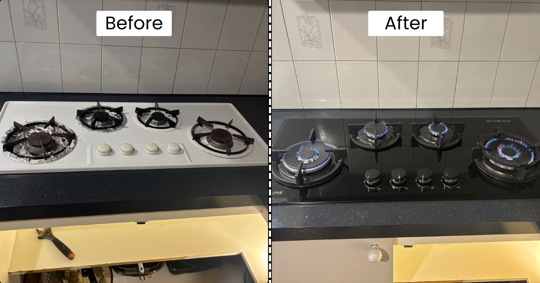 GAs hot plate Before and After image